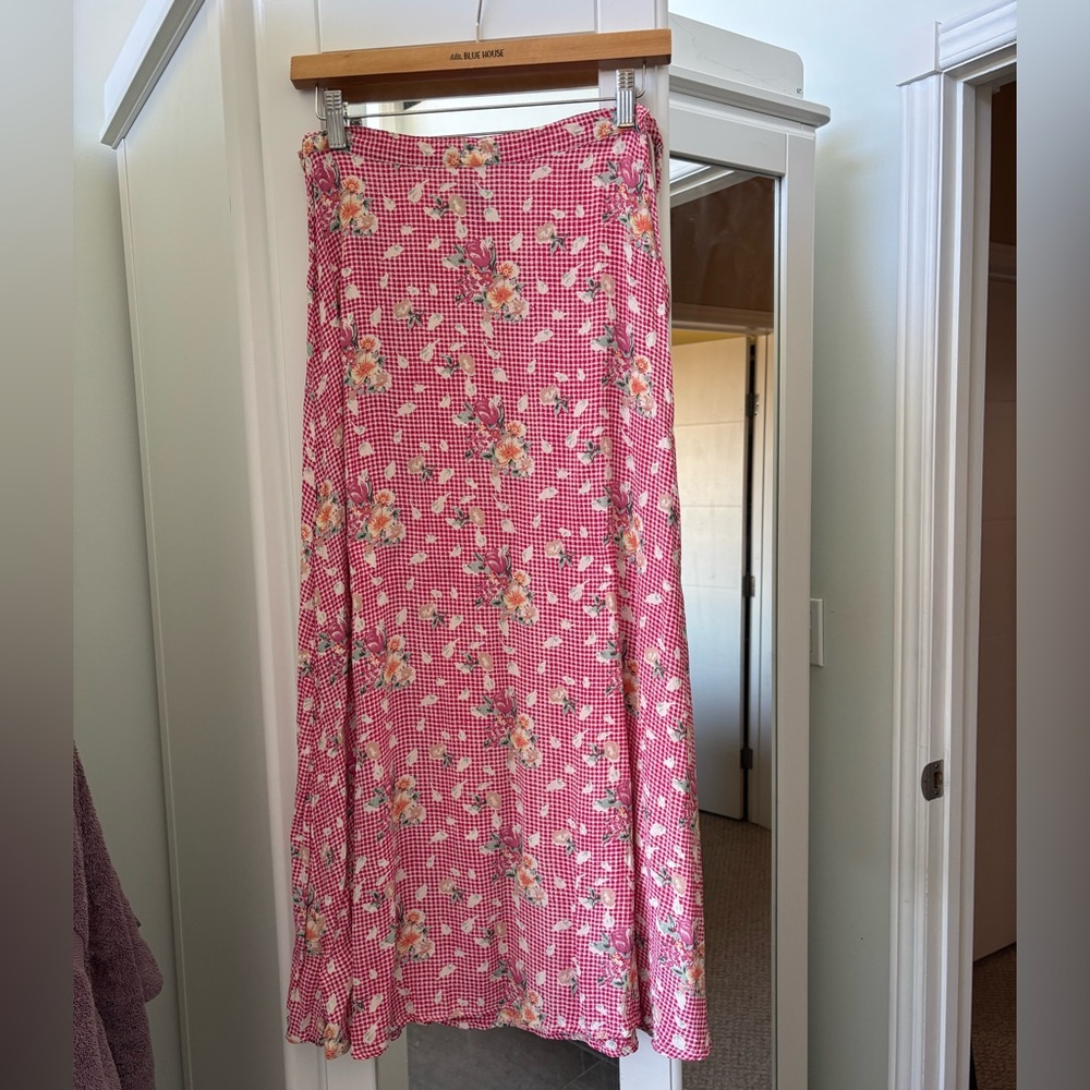 Vintage Gingham Floral Maxi Skirt